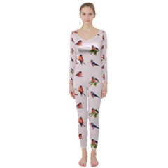 Bullfinches Sit On Branches Long Sleeve Catsuit by SychEva