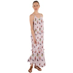 Bullfinches Sit On Branches Cami Maxi Ruffle Chiffon Dress by SychEva