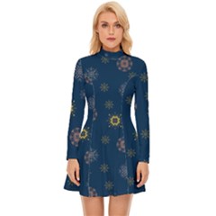 Magic Snowflakes Long Sleeve Velour Longline Dress by SychEva