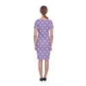 Pink Clouds On Purple Background Classic Short Sleeve Midi Dress View2