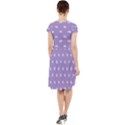 Pink Clouds On Purple Background Cap Sleeve Midi Dress View2