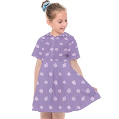 Pink Clouds On Purple Background Kids  Sailor Dress by SychEva