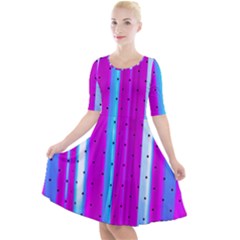 Warped Stripy Dots Quarter Sleeve A-line Dress by essentialimage365