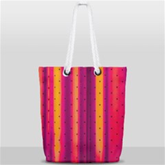 Warped Stripy Dots Full Print Rope Handle Tote (small) by essentialimage365