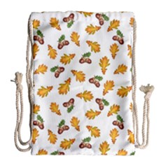 Oak Leaves And Acorns Drawstring Bag (large) by SychEva