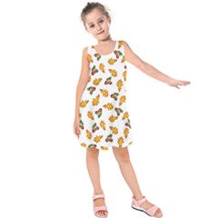 Oak Leaves And Acorns Kids  Sleeveless Dress by SychEva