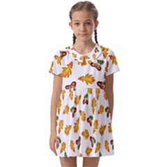 Oak Leaves And Acorns Kids  Asymmetric Collar Dress by SychEva