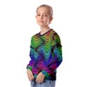 Abstract rainbow curves pattern Kids  Long Sleeve Tee with Frill  View2