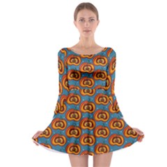 Pumpkin In Pumpkin Long Sleeve Skater Dress by SychEva