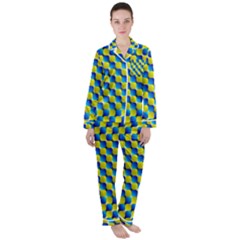 Illusion Waves Pattern Satin Long Sleeve Pajamas Set by Sparkle