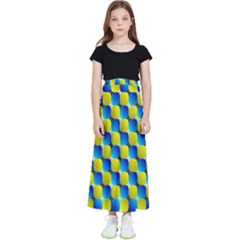 Illusion Waves Pattern Kids  Flared Maxi Skirt by Sparkle