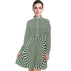 Illusion Waves Pattern Long Sleeve Chiffon Shirt Dress by Sparkle