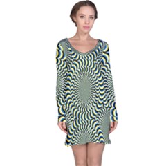 Illusion Waves Pattern Long Sleeve Nightdress by Sparkle