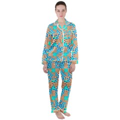 Illusion Waves Pattern Satin Long Sleeve Pajamas Set by Sparkle