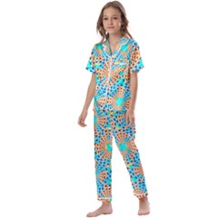 Illusion Waves Pattern Kids  Satin Short Sleeve Pajamas Set by Sparkle