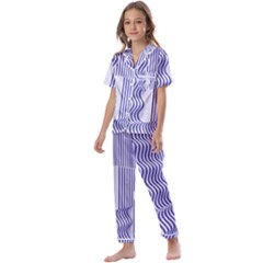 Illusion Waves Pattern Kids  Satin Short Sleeve Pajamas Set by Sparkle