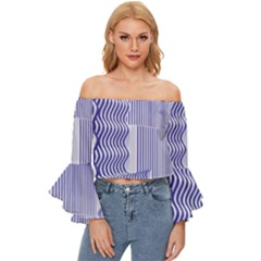 Illusion Waves Pattern Off Shoulder Flutter Bell Sleeve Top by Sparkle