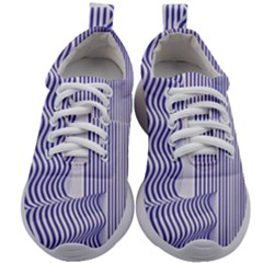 Illusion Waves Pattern Kids Athletic Shoes by Sparkle