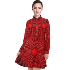 Illusion Waves Pattern Long Sleeve Chiffon Shirt Dress by Sparkle