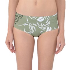 Folk Flowers Print Floral Pattern Ethnic Art Mid-waist Bikini Bottoms by Eskimos