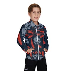 Folk Flowers Print Floral Pattern Ethnic Art Kids  Windbreaker by Eskimos