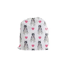 Little Husky With Hearts Drawstring Pouch (small) by SychEva