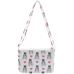 Little Husky With Hearts Double Gusset Crossbody Bag by SychEva