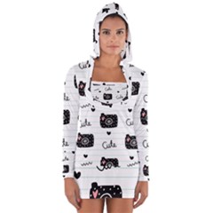 Cute Cameras Doodles Hand Drawn Long Sleeve Hooded T-shirt by Sapixe