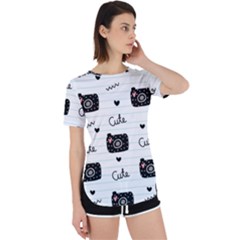 Cute Cameras Doodles Hand Drawn Perpetual Short Sleeve T-shirt by Sapixe