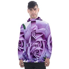 Roses-violets-flowers-arrangement Men s Front Pocket Pullover Windbreaker by Pakrebo