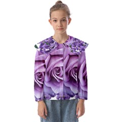 Roses-violets-flowers-arrangement Kids  Peter Pan Collar Blouse by Pakrebo