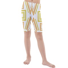 Abstract Pattern Geometric Backgrounds   Kids  Mid Length Swim Shorts by Eskimos