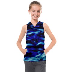 Blue Waves Abstract Series No8 Kids  Sleeveless Hoodie by DimitriosArt