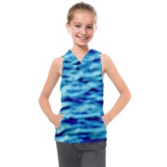 Blue Waves Abstract Series No4 Kids  Sleeveless Hoodie by DimitriosArt