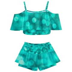 Light Reflections Abstract No9 Turquoise Kids  Off Shoulder Skirt Bikini by DimitriosArt