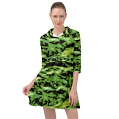 Green  Waves Abstract Series No11 Mini Skater Shirt Dress by DimitriosArt