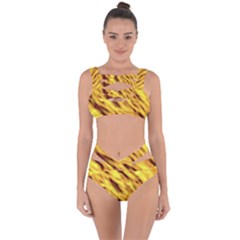 Yellow  Waves Abstract Series No8 Bandaged Up Bikini Set  by DimitriosArt