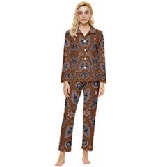 Floral Pattern Paisley Style Paisley Print  Doodle Background Womens  Long Sleeve Velvet Pocket Pajamas Set by Eskimos