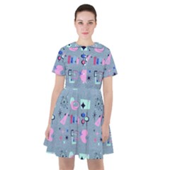 50s Diner Print Blue Sailor Dress by NerdySparkleGoth