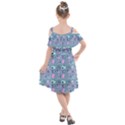 50s Diner Print Blue Kids  Cut Out Shoulders Chiffon Dress View2