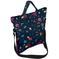 Bright Mushrooms Fold Over Handle Tote Bag by SychEva