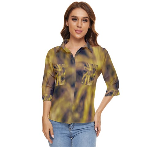 Yellow Abstract Stars Women s Quarter Sleeve Pocket Shirt by DimitriosArt