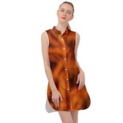 Red Abstract Stars Sleeveless Shirt Dress by DimitriosArt