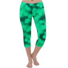 Light Reflections Abstract No10 Green Capri Yoga Leggings by DimitriosArt