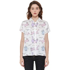 Unicorn Cats Pattern 2 Short Sleeve Pocket Shirt by Littlebird