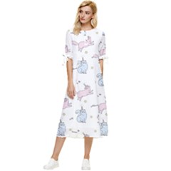 Unicorn Cats Pattern 2 Bow Sleeve Chiffon Midi Dress by Littlebird