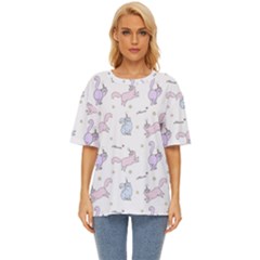 Unicorn Cats Pattern 2 Oversized Basic Tee by Littlebird