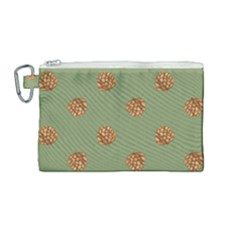 Pine Cones Green Canvas Cosmetic Bag (medium) by Littlebird