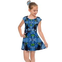 Rare Excotic Blue Flowers In The Forest Of Calm And Peace Kids  Cap Sleeve Dress by pepitasart