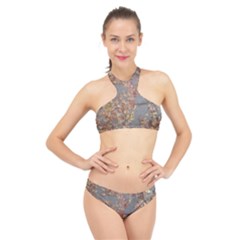 Sidewalk Leaves High Neck Bikini Set by SomethingForEveryone